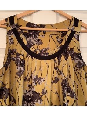 Anne Klein  Mustard/Black Blouse Sz M